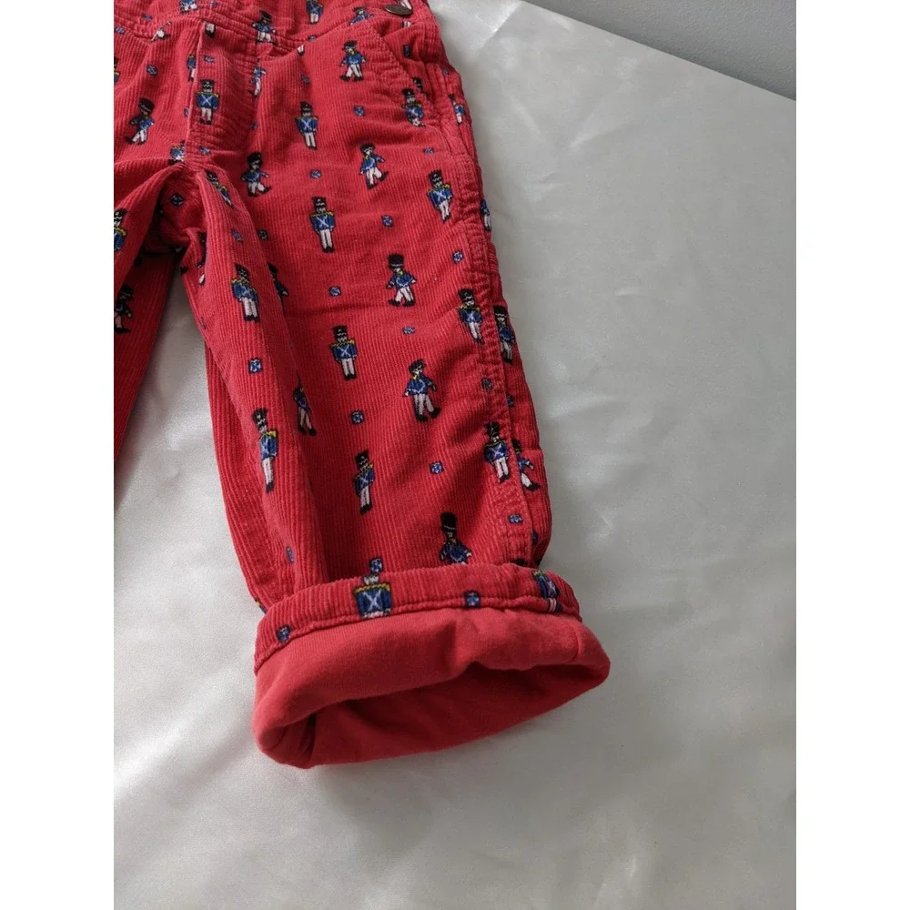 OshKosh Bgosh Vestbak Toy Soldier Red Corduroy Overalls 2T Kids Holiday